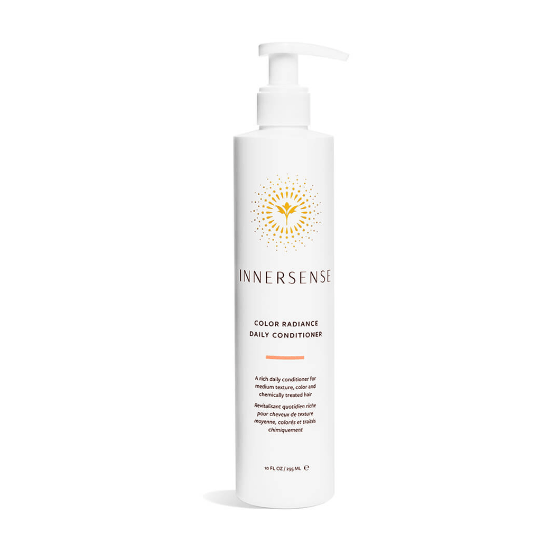Innersense Organic Color Radiance Daily Conditioner, rich with avocado, rice bran oil, and shea butter to moisturize and preserve color-treated hair
