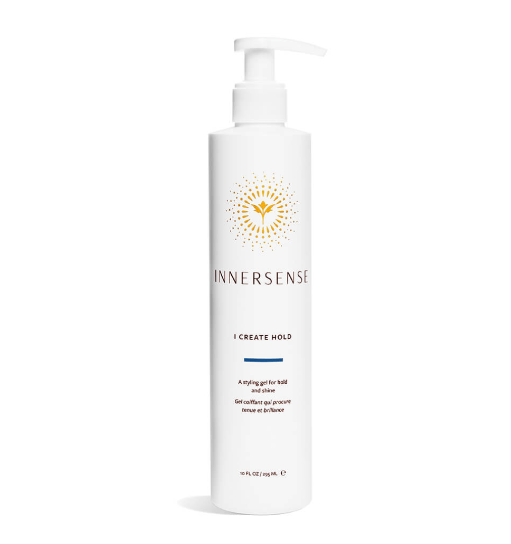 Innersense Organic I Create Hold styling gel with aloe, honey, nettle, and eucalyptus, provides firm hold, shine, and flexibility for all hair types.