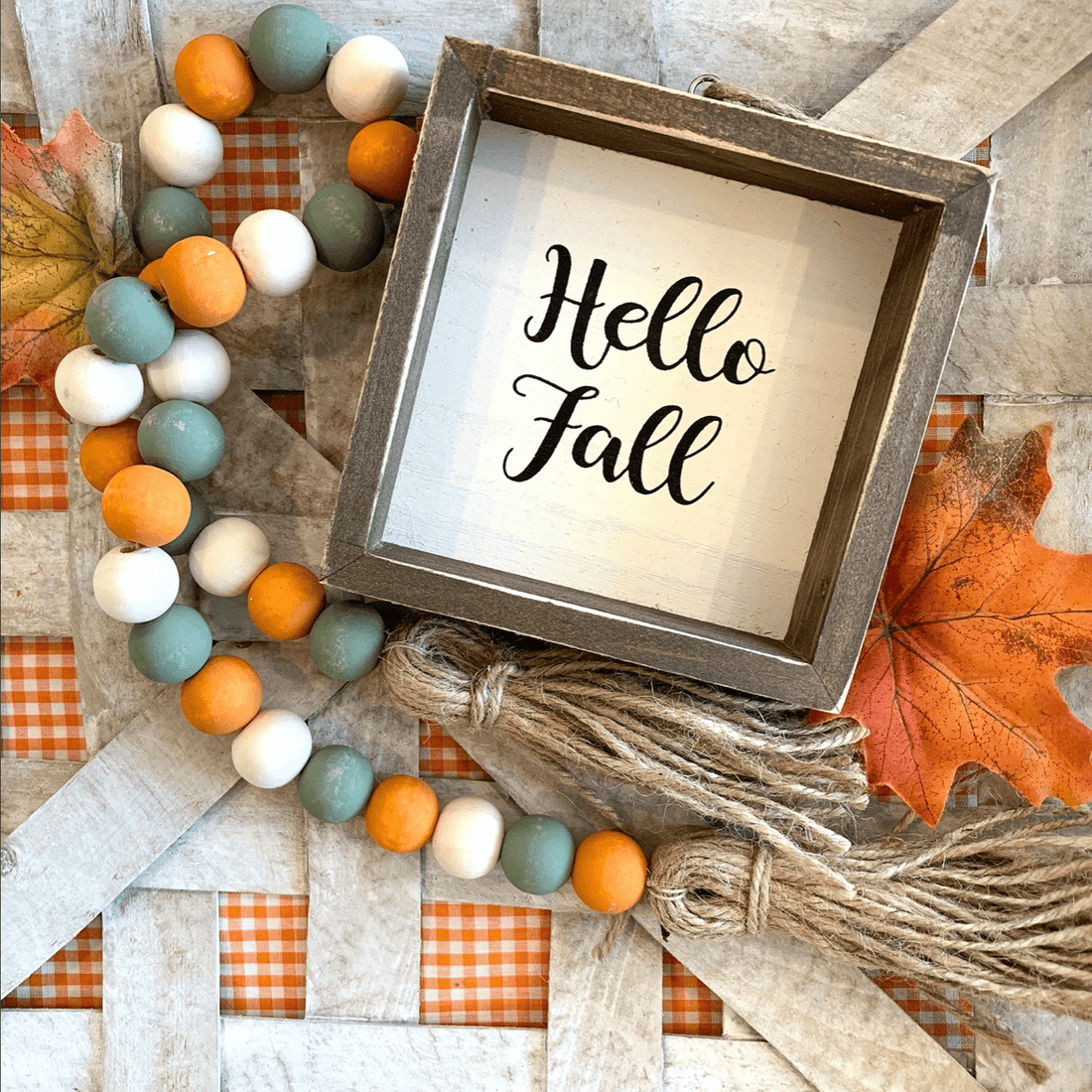 Hello Fall beaded garland, perfect for adding a cozy, festive touch to your fall decor and celebrating the season