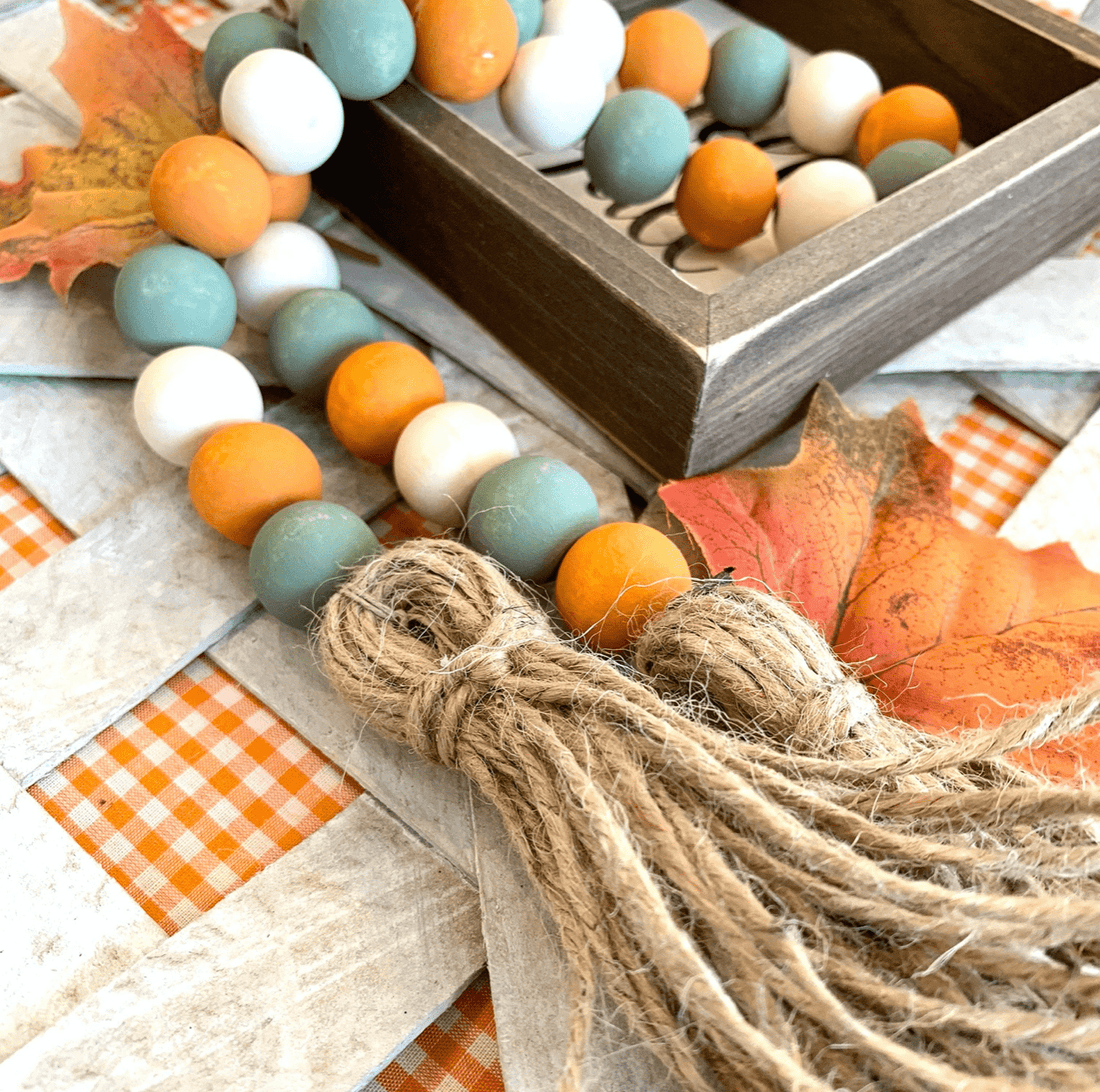 Fall-inspired beaded garland, a charming addition to your home, bringing warmth and seasonal charm for the holidays