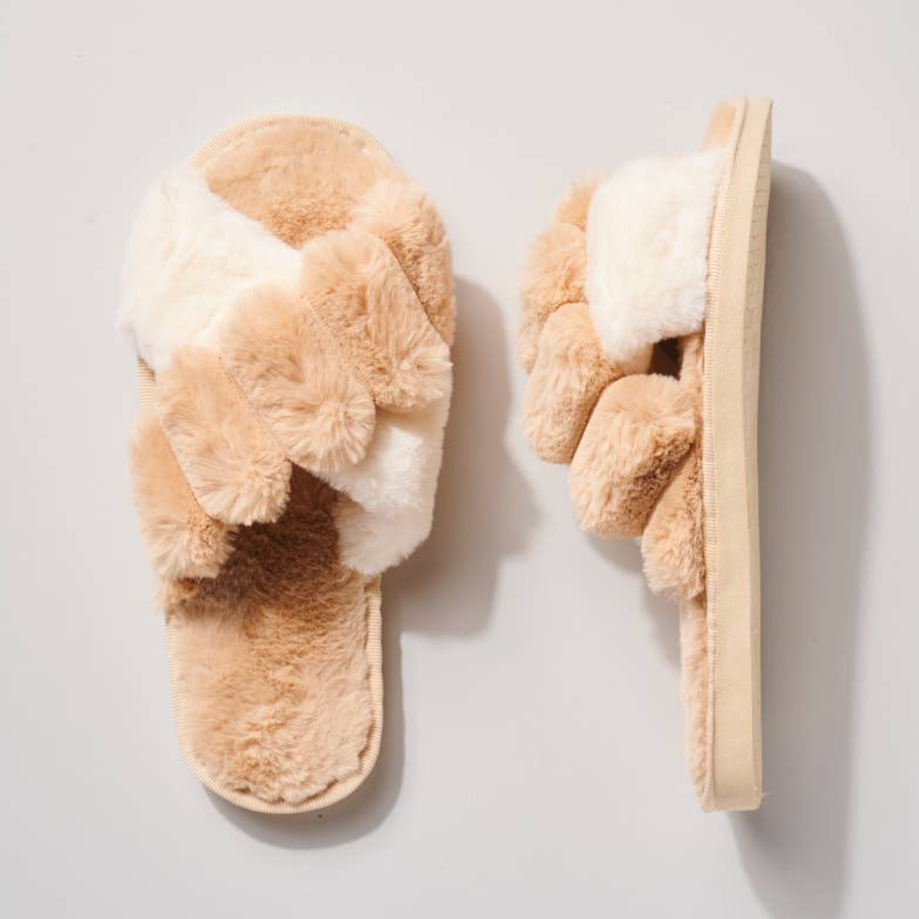 faux fur slippers for a luxurious and soft feel, perfect for relaxing at home or gifting as part of a self-care bundle