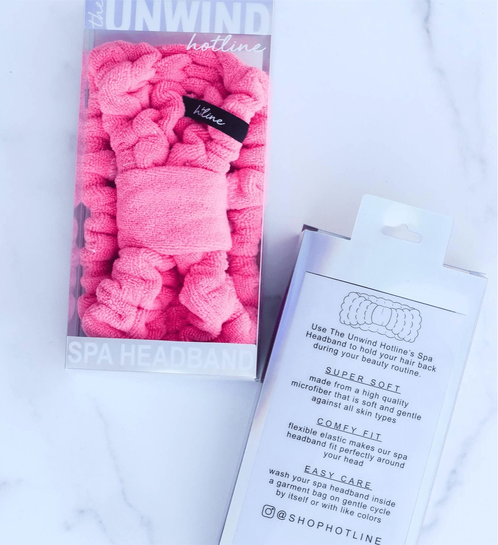 Hot pink Stella Spa Headband crafted from ultra-soft microfiber, providing a comfortable and snug fit for a luxurious spa experience