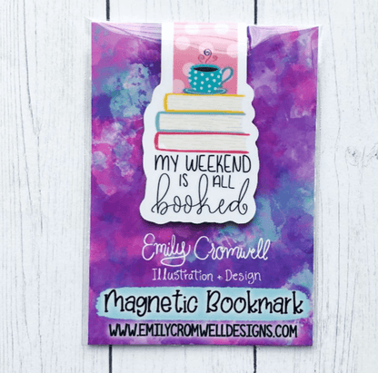 Whimsical book stack magnetic bookmark with &quot;Books Are My Happy Place&quot; design, ideal for any reader&