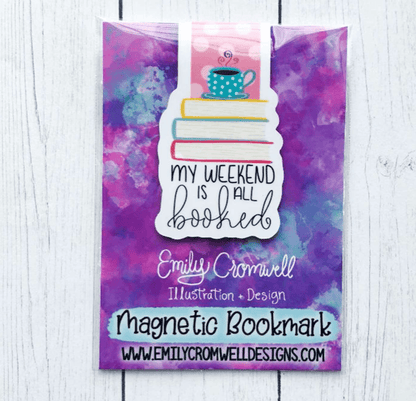 Whimsical magnetic bookmark with coffee and books design, a great addition to any bundle or personal collection