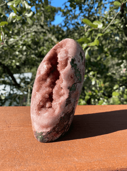 Stunning Freeform Crystal Tower with glittering rose Jasper and Quartz, promoting calm and balance in any space
