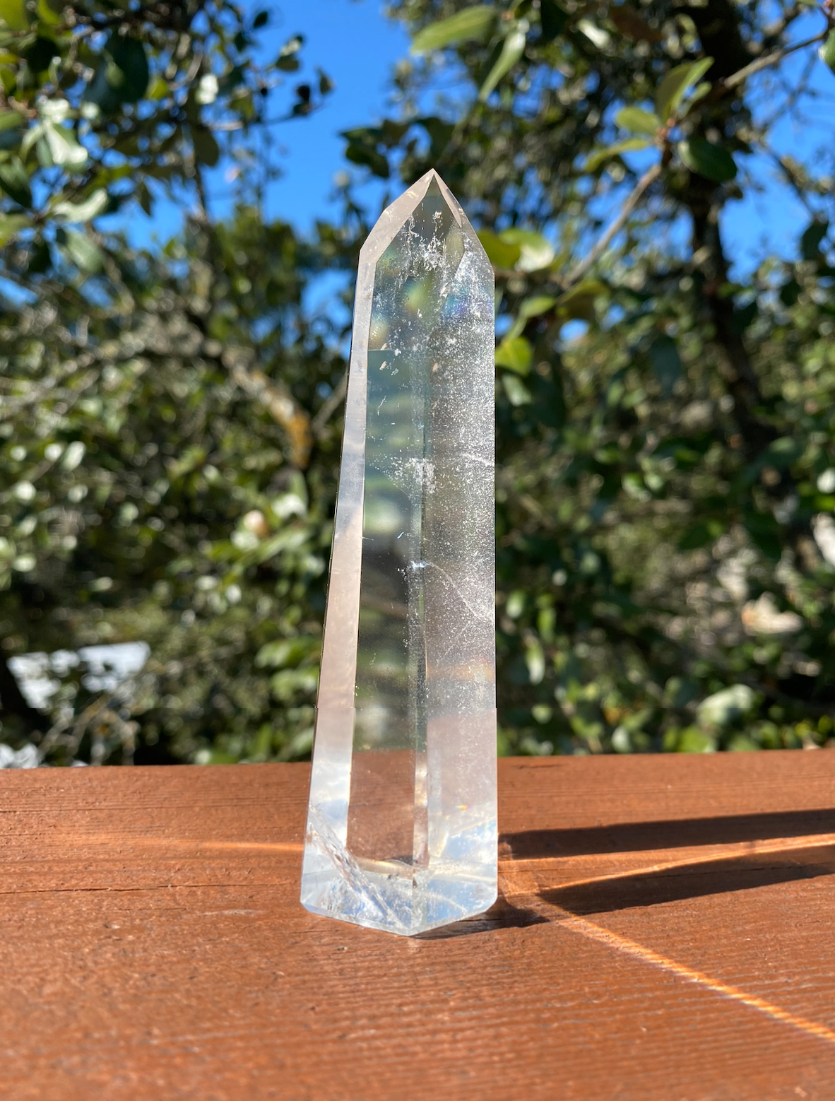 Beautiful Lemurian Quartz Tower, crafted with six polished sides to reflect clarity and inclusions, enhancing healing and purification