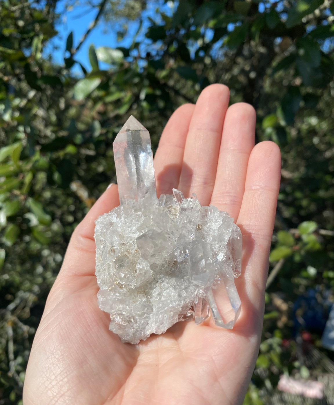 Clear Quartz Cluster featuring unique inclusions, amplifies energy and adds a beautiful, decorative touch to any space