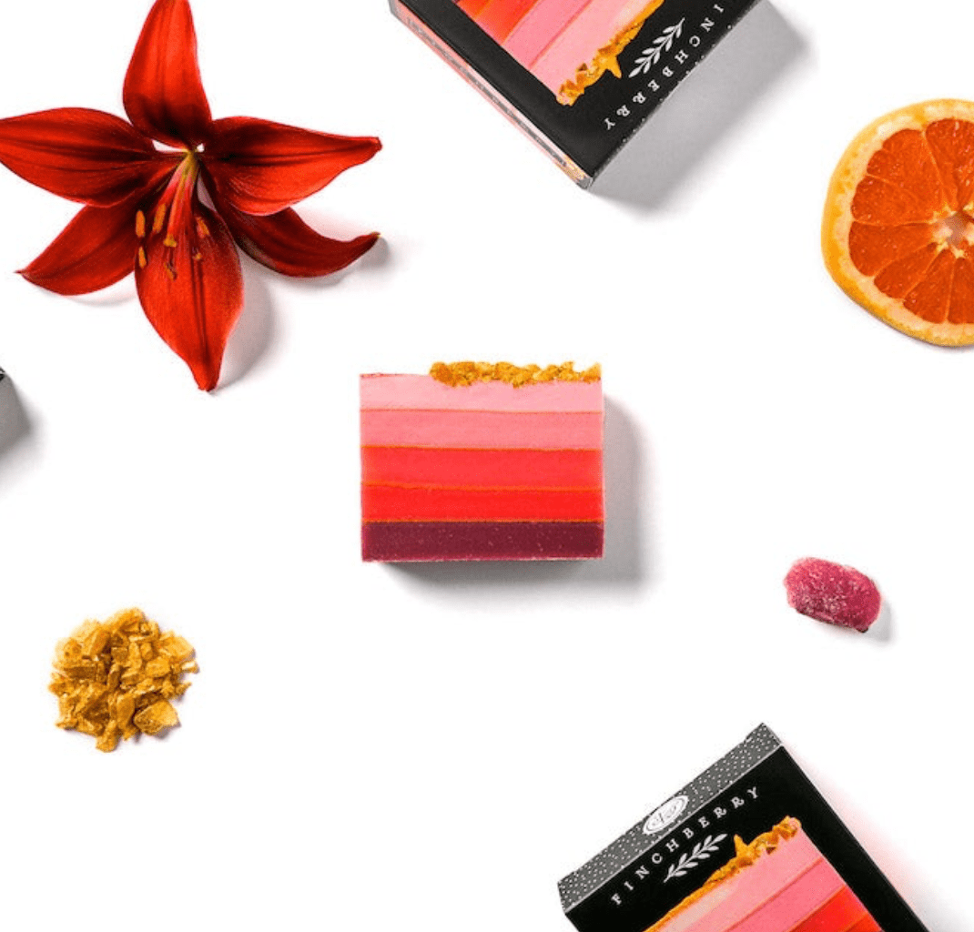 garnet vegan soap, featuring a citrusy grapefruit and lily blend, made with organic olive and coconut oils, perfect for refreshing skin
