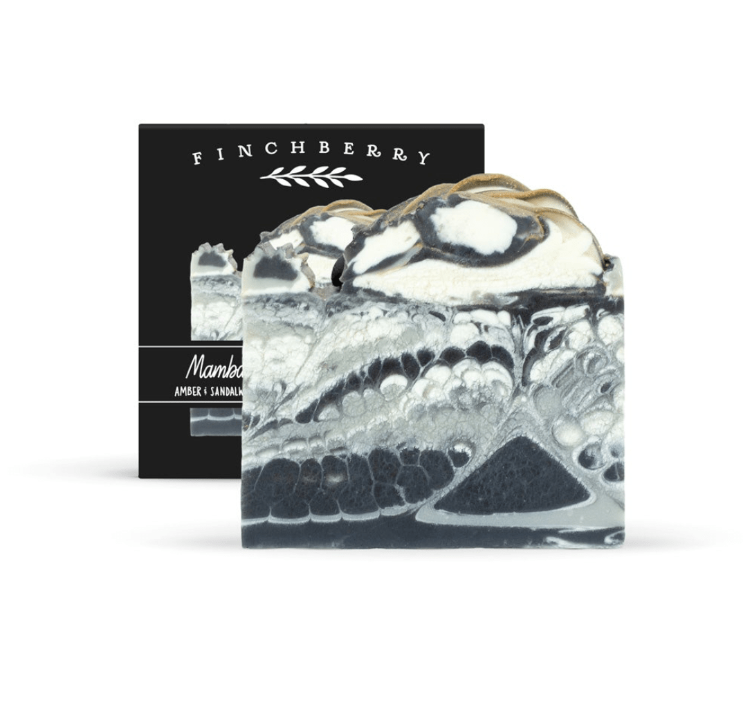 Mamba Vegan Soap with amber and sandalwood, offering a woody, floral scent for those seeking a bold and sensual experience