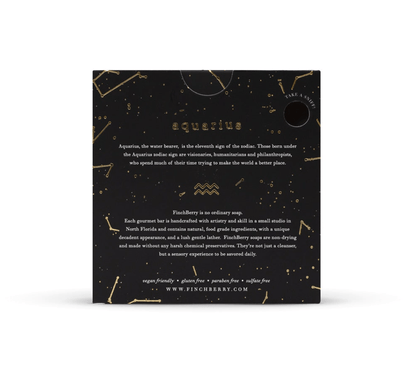 Aquarius vegan soap with organic olive and coconut oils, featuring a refreshing white tea and ginger scent