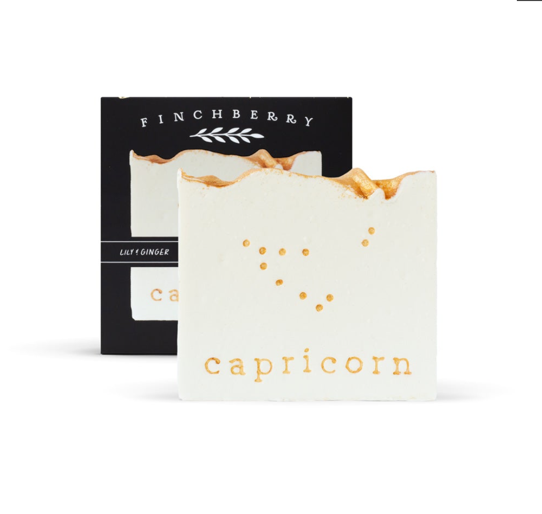 Capricorn handcrafted vegan soap with a blend of white tea, ginger, and green clover, leaving skin satin soft