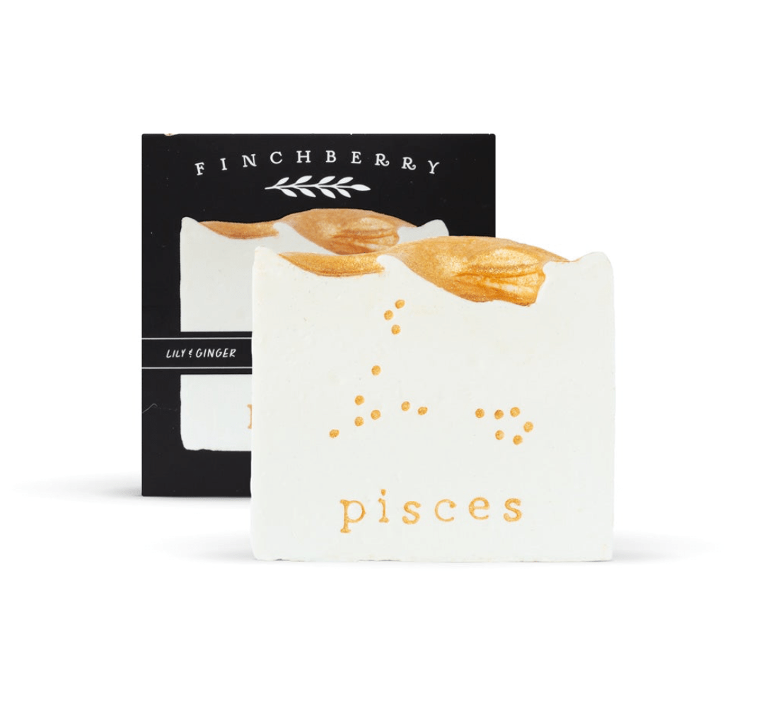 Pisces Handcrafted Vegan Soap with white tea, ginger, and green clover for a soothing cleanse and satin-soft skin
