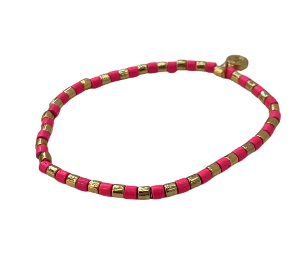 Neon Lonnie Seashore Tube Bracelet, a playful and vibrant accessory, ideal for layering and creating a bold, trendy look