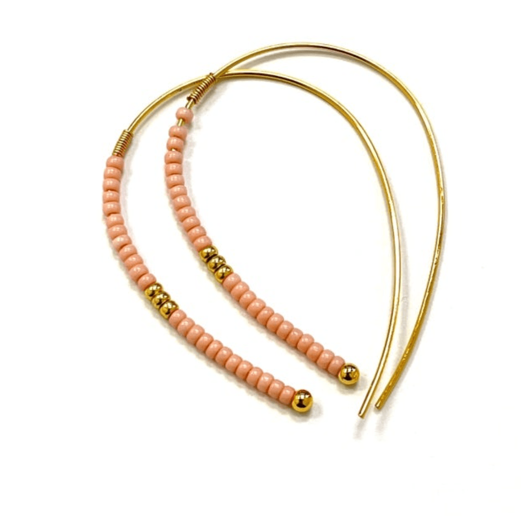 Rory Hook Earring with 14k overlay and glass seed beads, designed for lightweight comfort and daily elegance in versatile colors