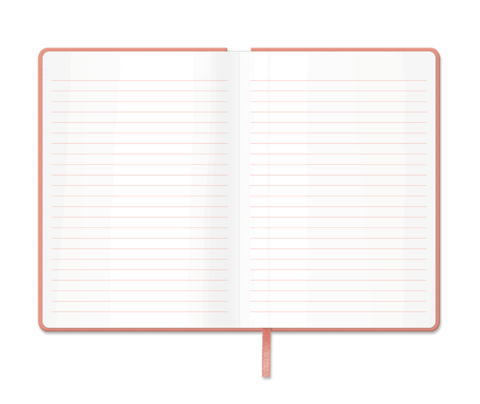 Self-care journal with vegan leather cover, gold foil details, satin bookmark, and included pen, ideal for writing thoughts and dreams
