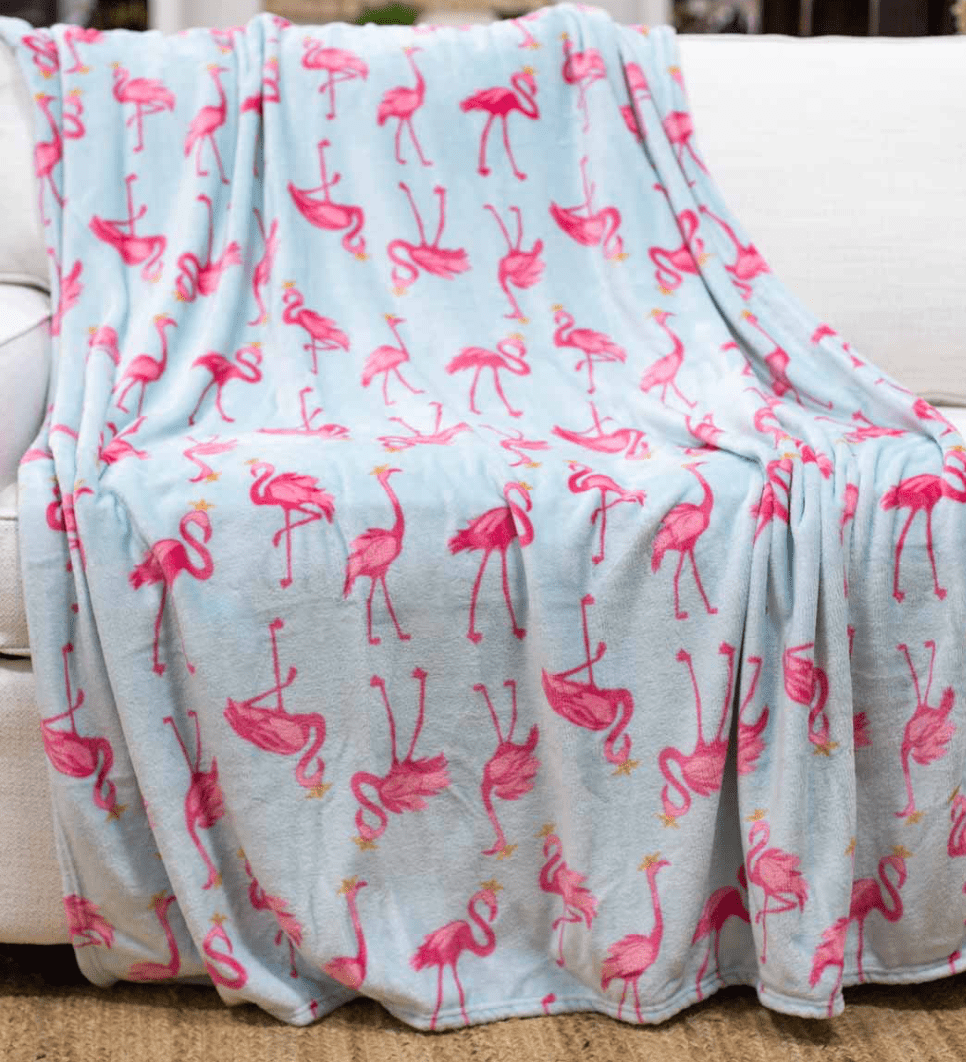 hot pink flamingo throw blanket, plush and cozy, perfect for adding a fun and vibrant touch to your home or gifting to a loved one