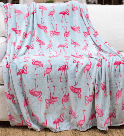 hot pink flamingo throw blanket, plush and cozy, perfect for adding a fun and vibrant touch to your home or gifting to a loved one