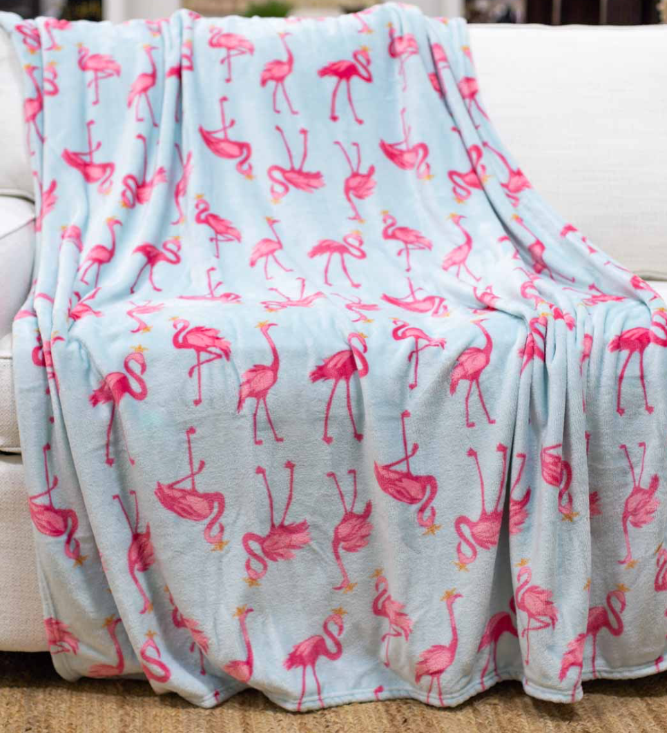 hot pink flamingo throw blanket, plush and cozy, perfect for adding a fun and vibrant touch to your home or gifting to a loved one