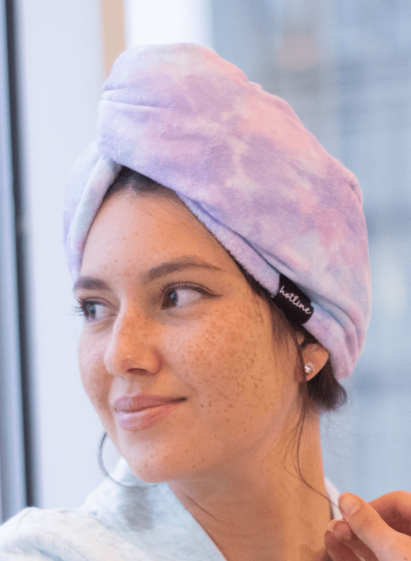 Vibrant Purple Tie Dye Trina Towel Twist – super-absorbent microfiber that dries hair fast while adding style