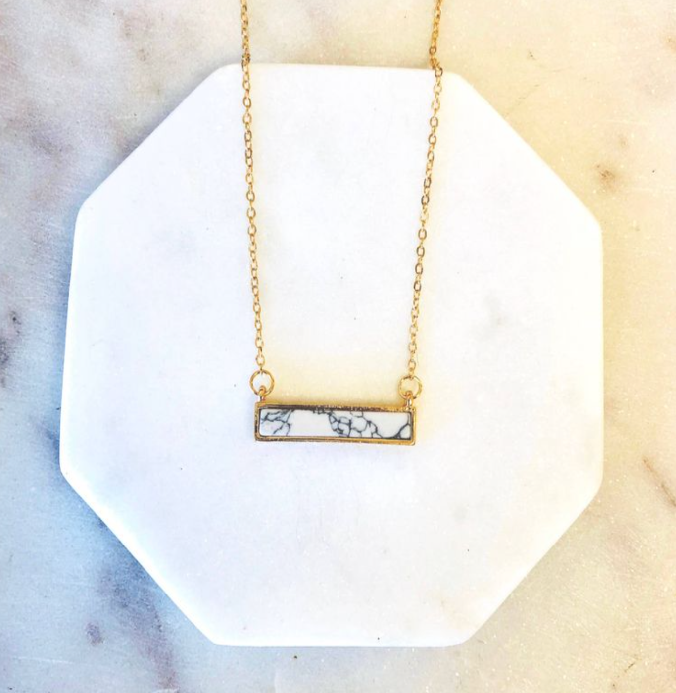 Olivia Stone Bar Necklace, a simple statement piece that adds a pop of color, perfect for wearing alone or layering with other necklaces