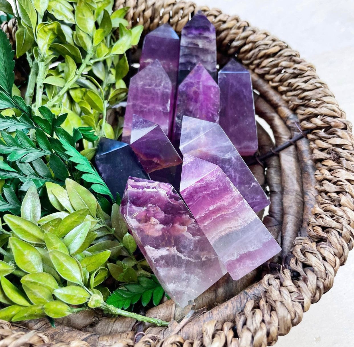 Purple Fluorite Mini Tower, ideal for meditation, boosts psychic abilities and connects the mind with Spirit for inner peace