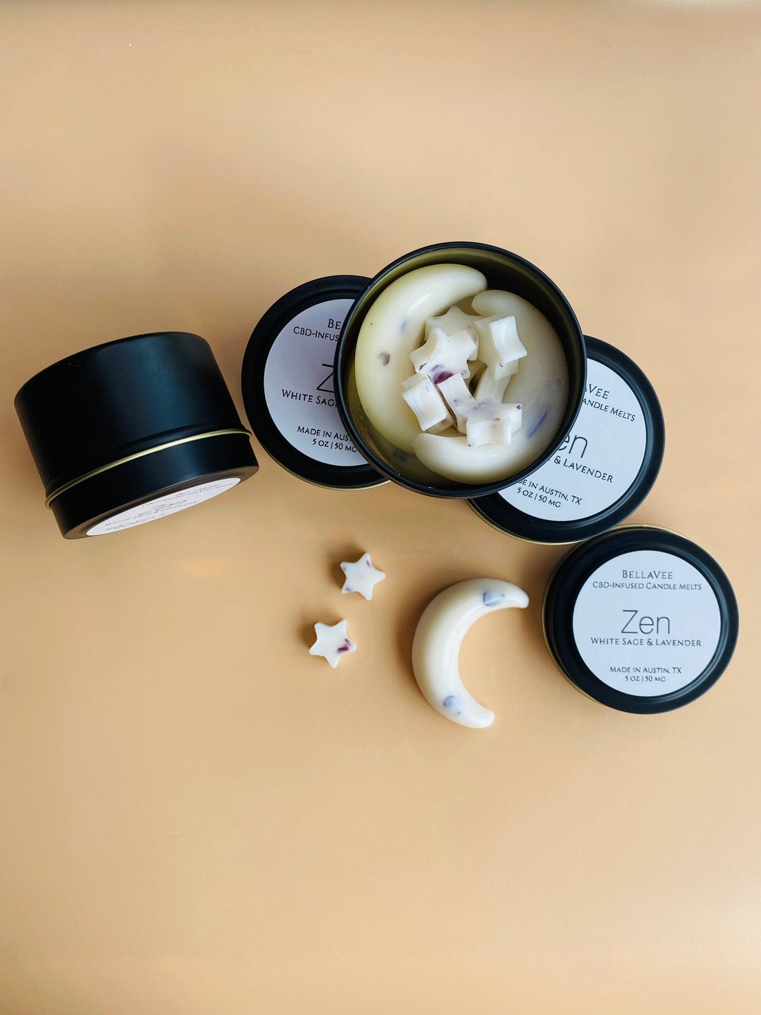 Add moons, stars, or gems to Zen CBD Melts for a calming, peaceful atmosphere, perfect for meditation or bedtime