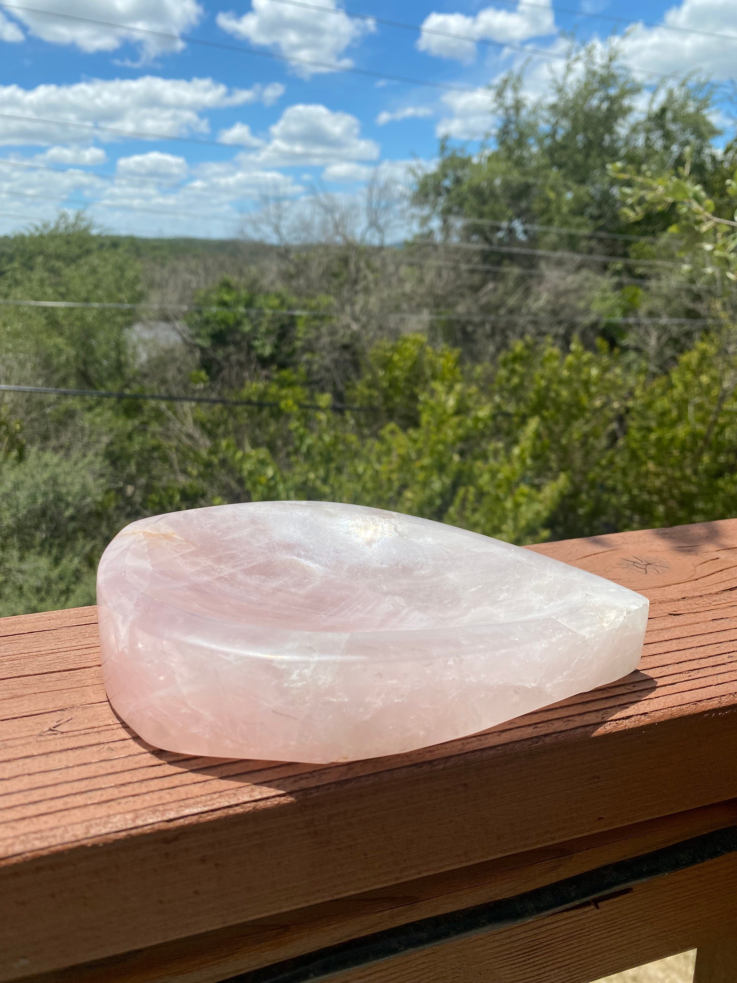 This Rose Quartz Bowl, shaped into a beautiful tear-drop, promotes universal love, nurturing family ties and friendships