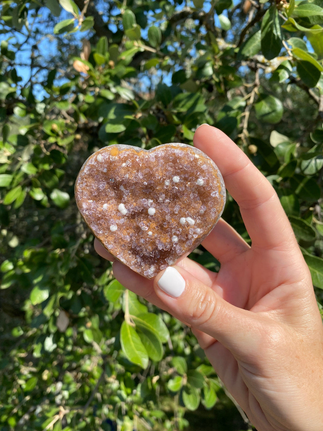 Lavender Amethyst and Calcite Speckled Heart