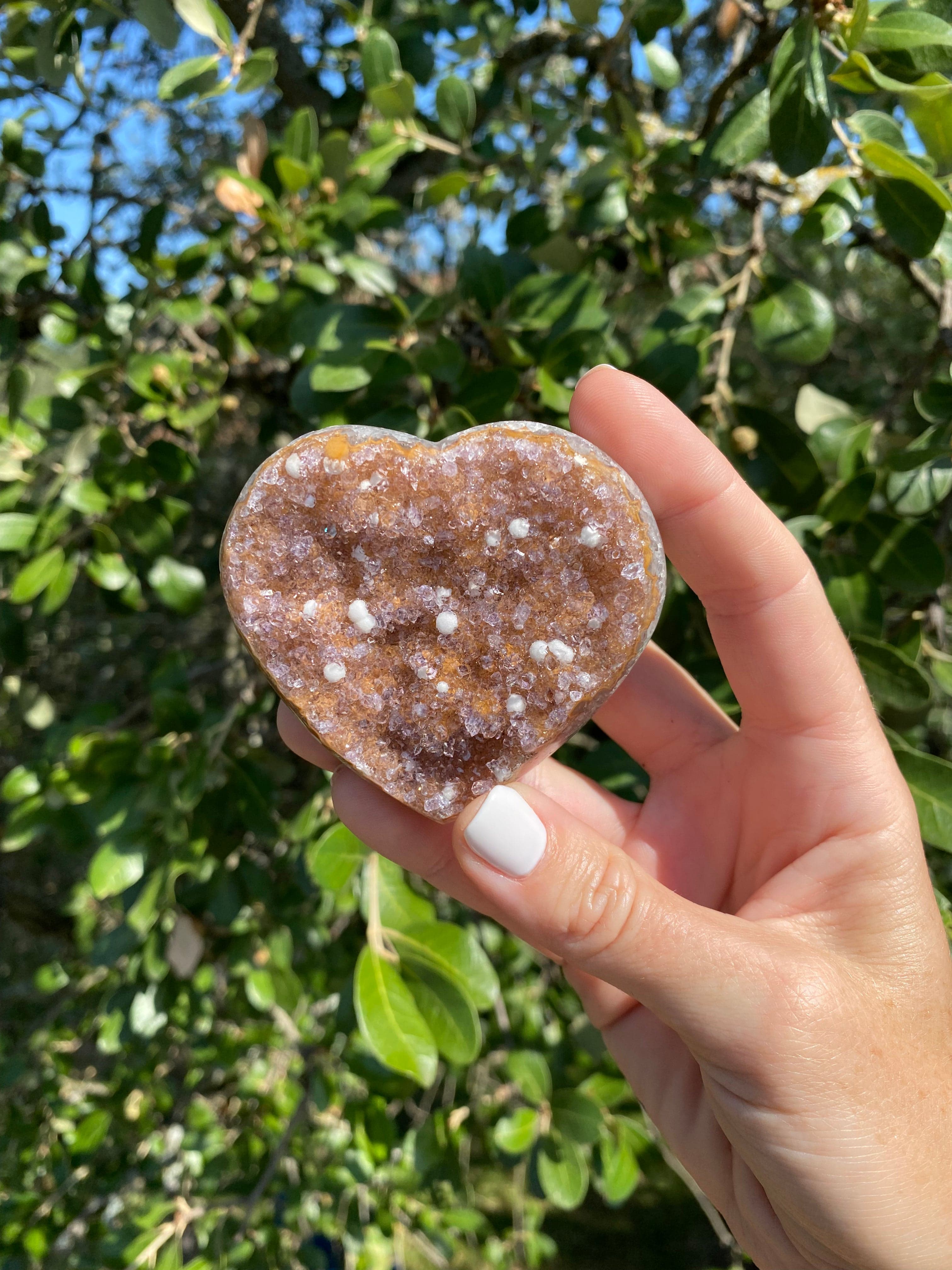 Lavender Amethyst and Calcite Speckled Heart
