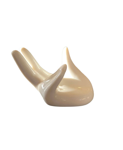 Mini ceramic white hand display, designed to hold crystals or delicate treasures, perfect for adding charm to any space