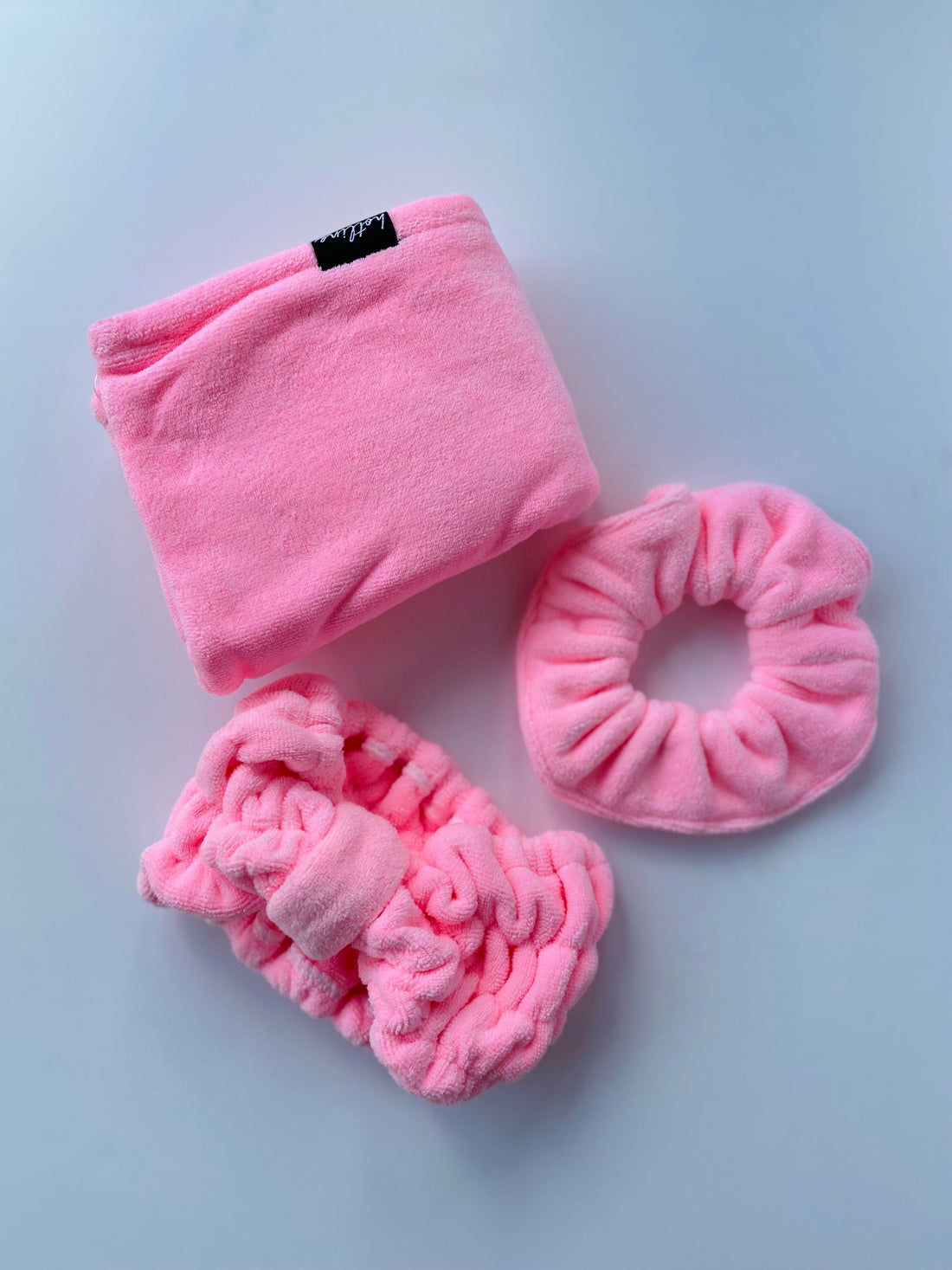 Mya Microfiber Scrunchie in soft pink, perfect for wrapping up your hair after a relaxing spa night or daily use