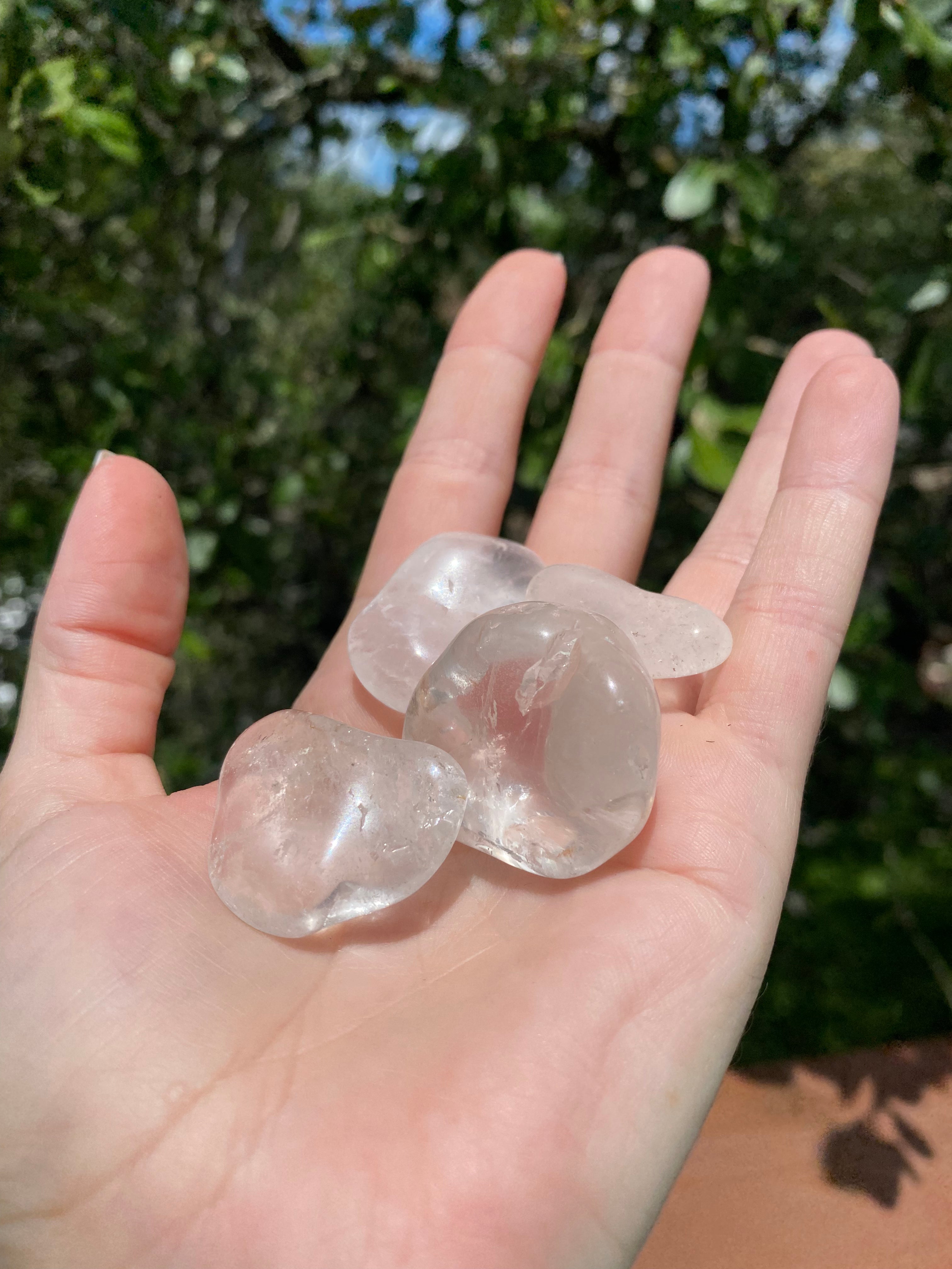 Clear Quartz Tumble, known as the Master Healer, activates and heals all seven chakras, amplifying surrounding stones' energies