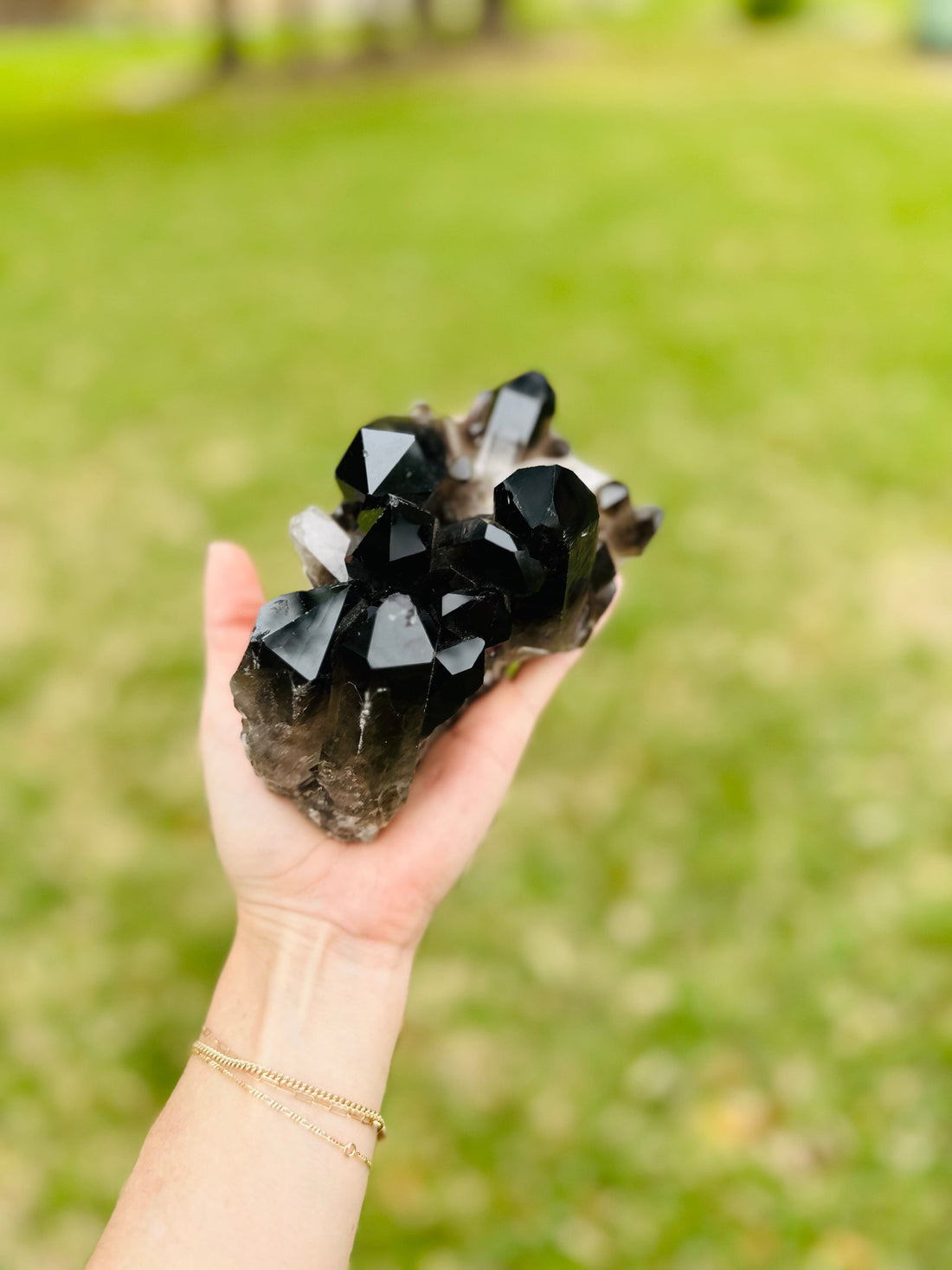 Black Quartz crystal, also known as Morion, a grounding stone offering powerful protection from negative energy