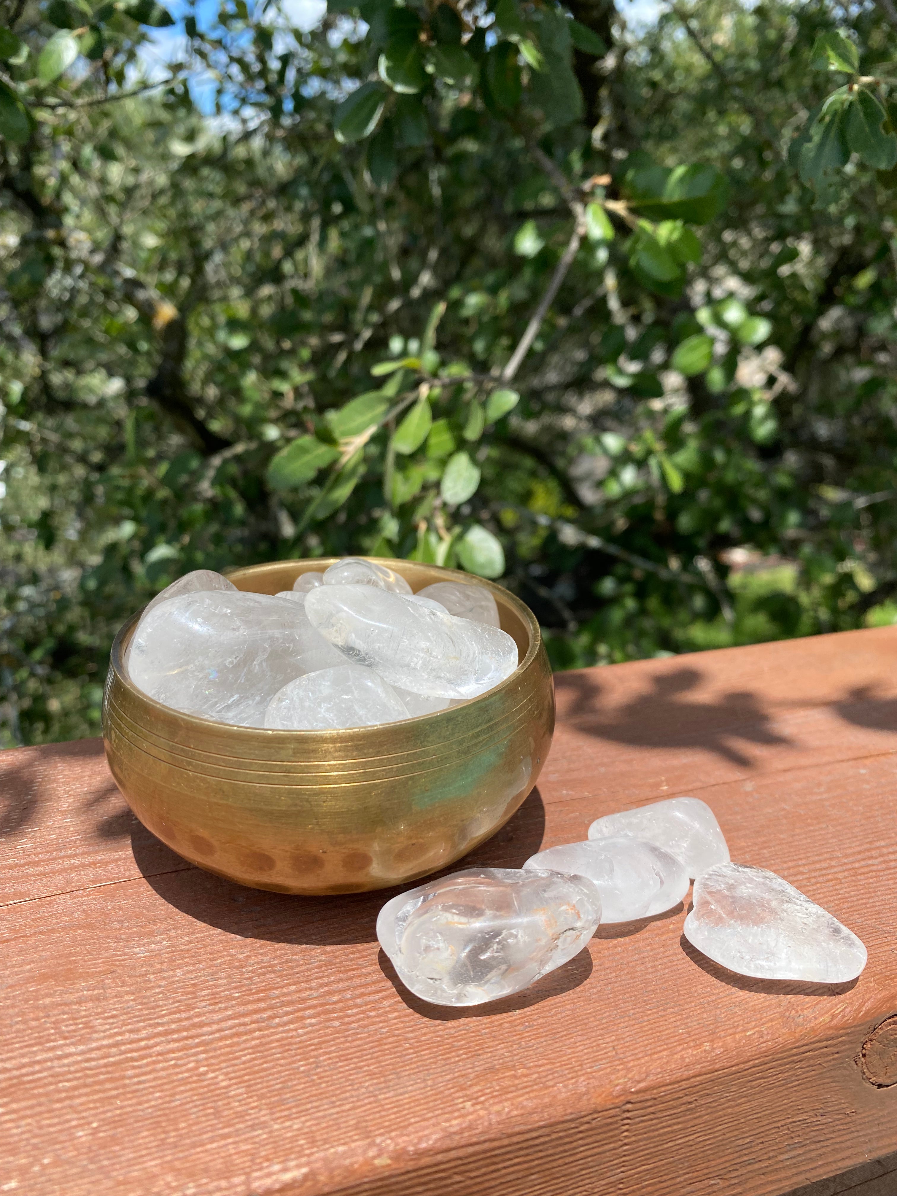 Clear Quartz Crystal Tumble, perfect for meditation, manifestation, and energy amplification, beneficial for all chakras