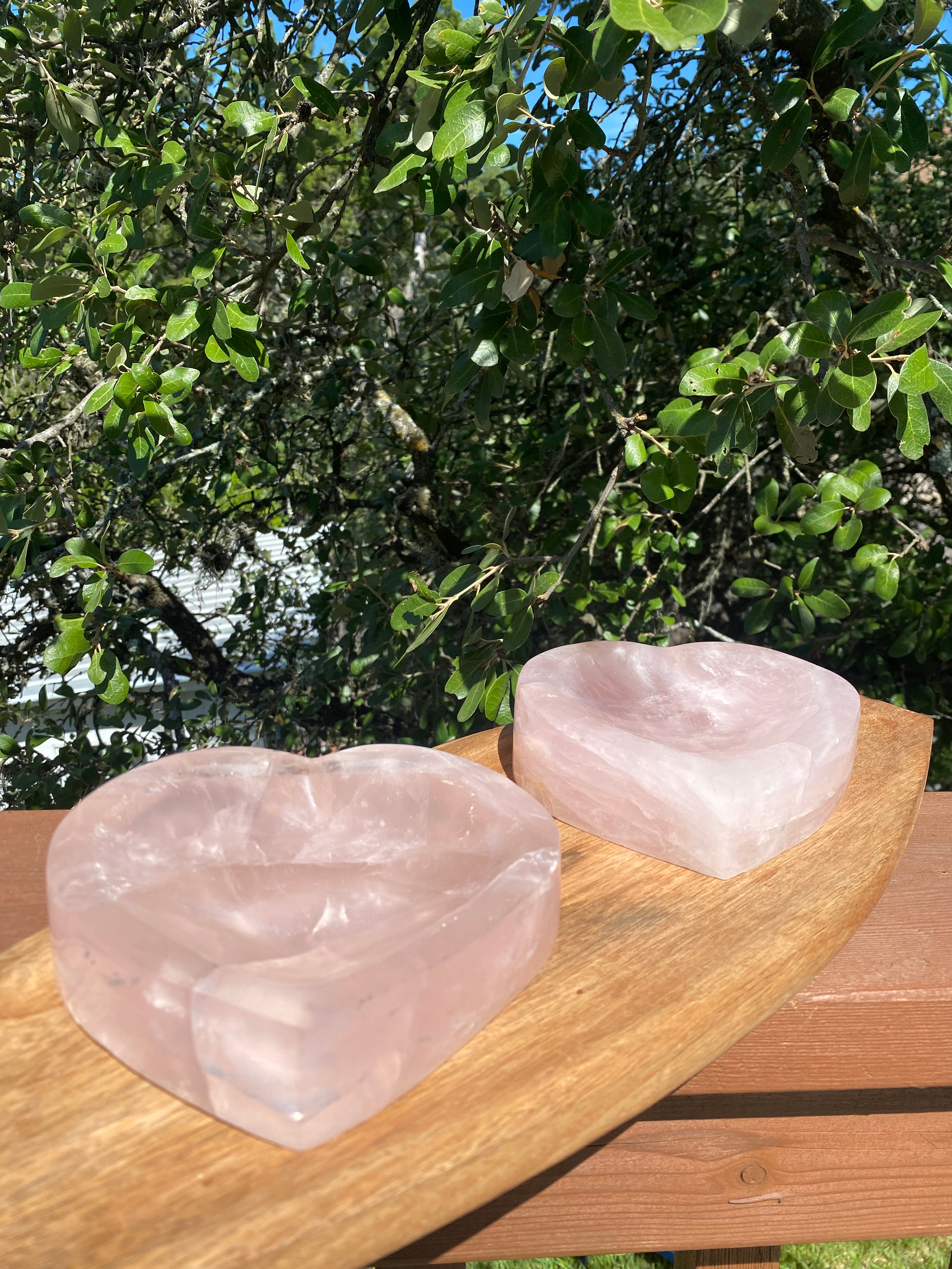 Rose Quartz Polished Heart Bowl, carved into a heart shape, emits strong vibrations of love, perfect for promoting emotional healing