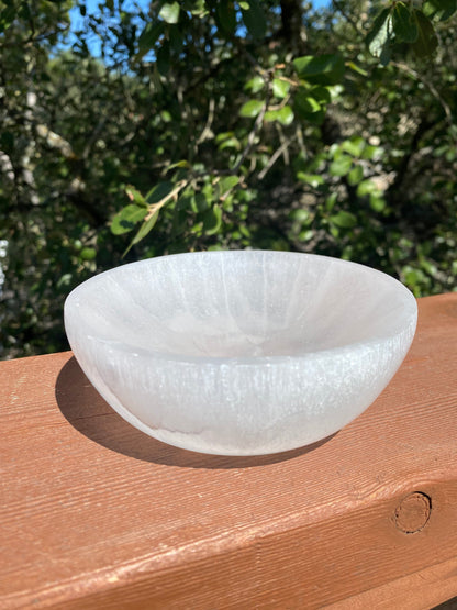 Large Selenite Bowl, hand polished for beauty and function, perfect for crystal cleansing and enhancing peaceful, calming energy