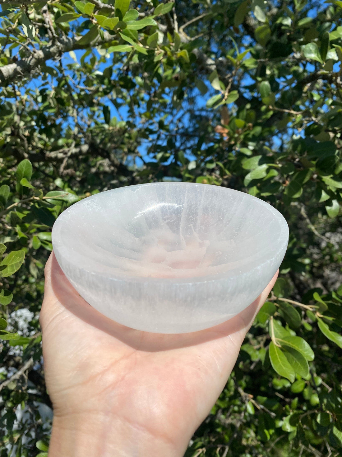 Large hand polished Selenite Bowl, perfect for holding and recharging crystals while promoting peace, calm, and mental clarity
