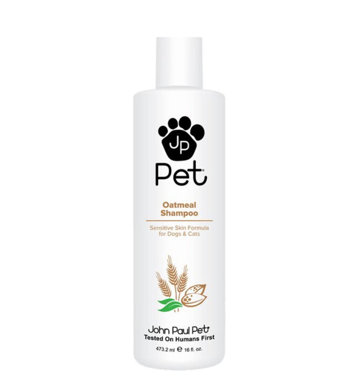 John Paul Pet Oatmeal Conditioning Rinse, enriched with vitamin E, aloe, and chamomile, soothes and nourishes dry, sensitive skin for dogs and cats