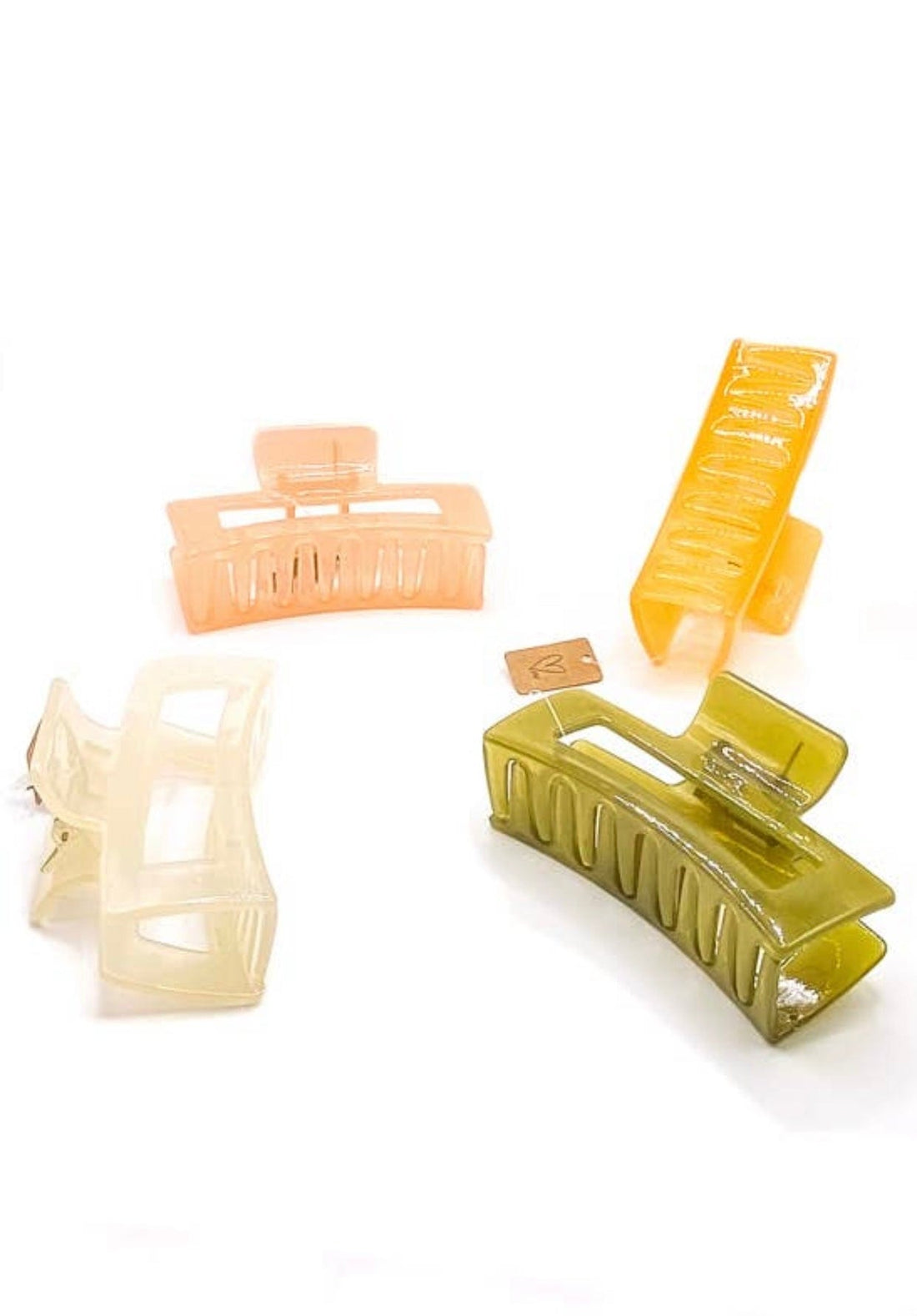 Jelly Claw, retro design, perfect for thick hair, available in olive, pink, orange, and clear. Add your favorite color to your bundle!