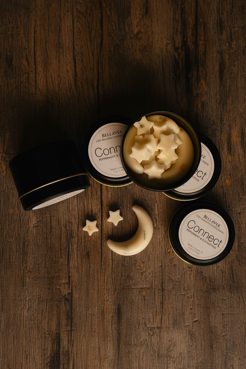 BellaVee CONNECT botanical aromatherapy wax melts peppermint eucalyptus dried flowers handmade Austin Texas