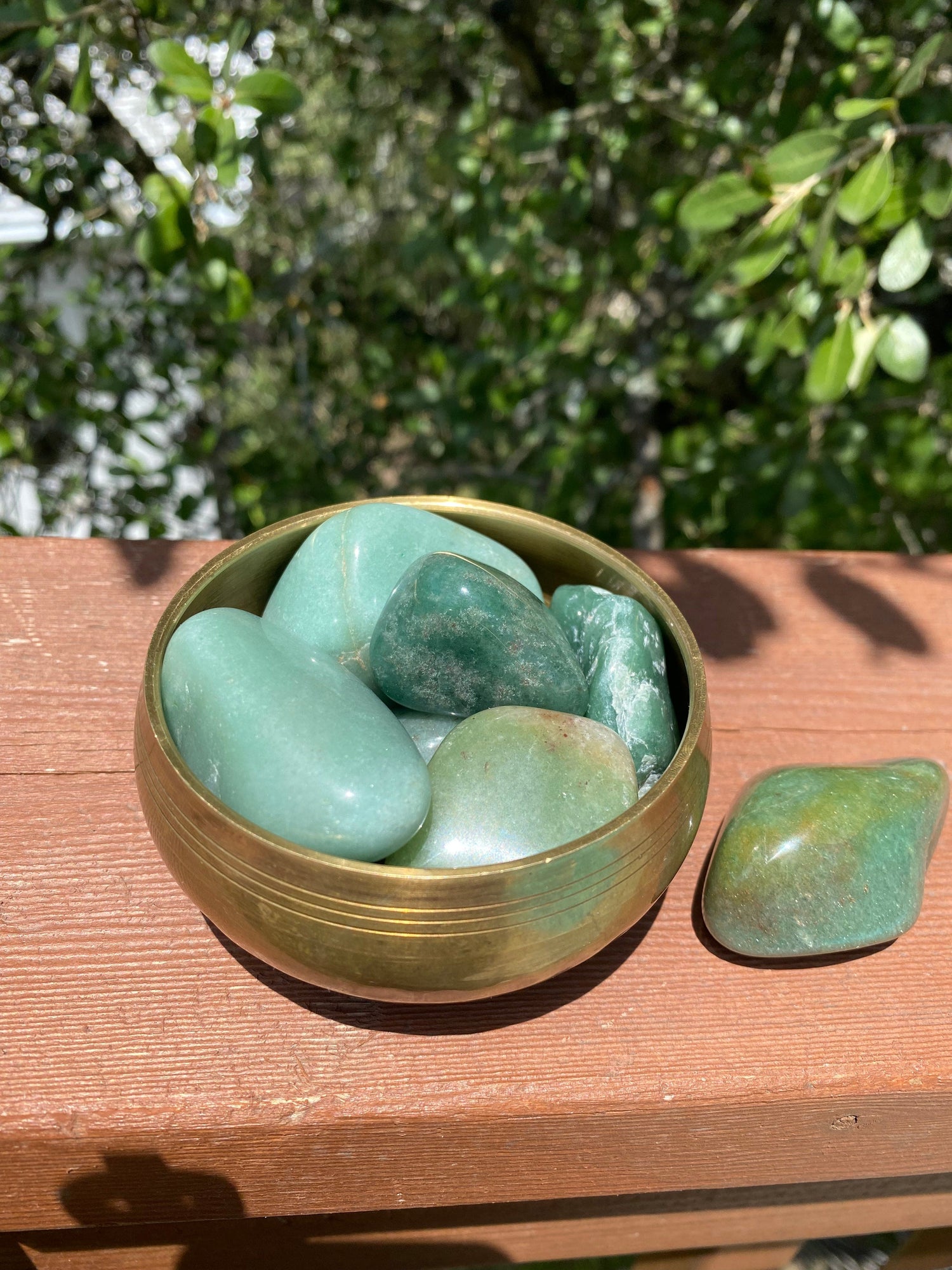 Green Aventurine tumble stone, known for its positive energy and healing properties, ideal for fostering confidence and achieving goals