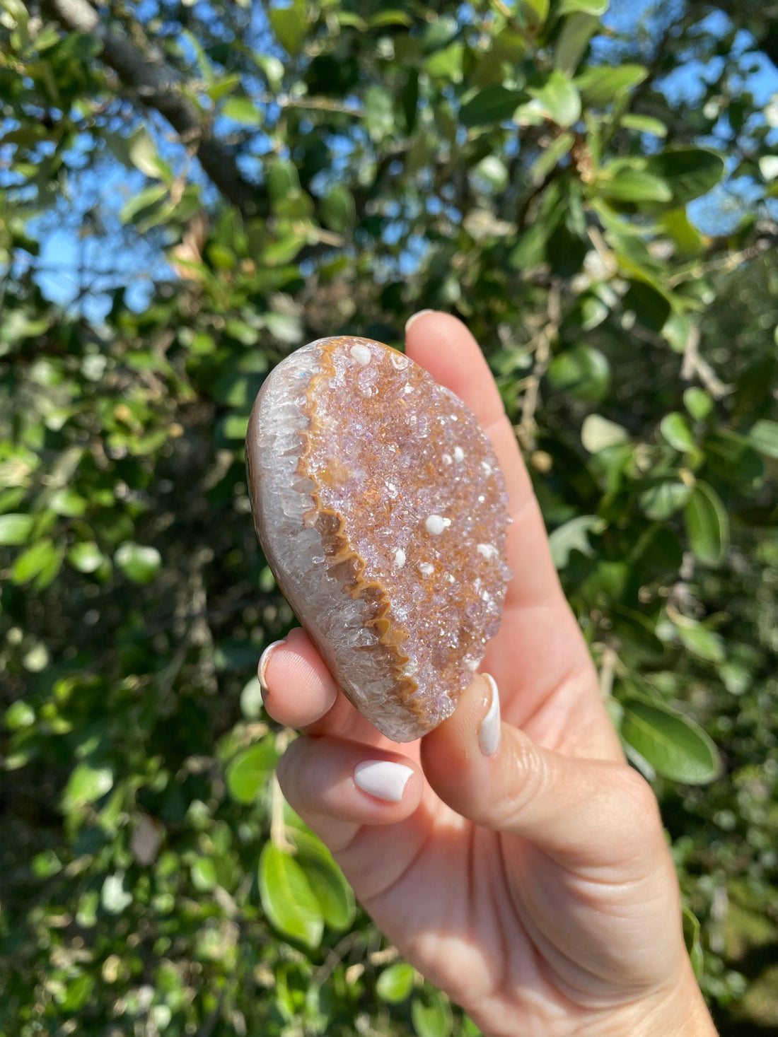 Lavender Amethyst and Calcite Speckled Heart