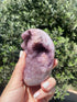 Rose & Amethyst Quartz shines with vibrant pink, lavender, and purple hues, stunning under the sun with a polished backing