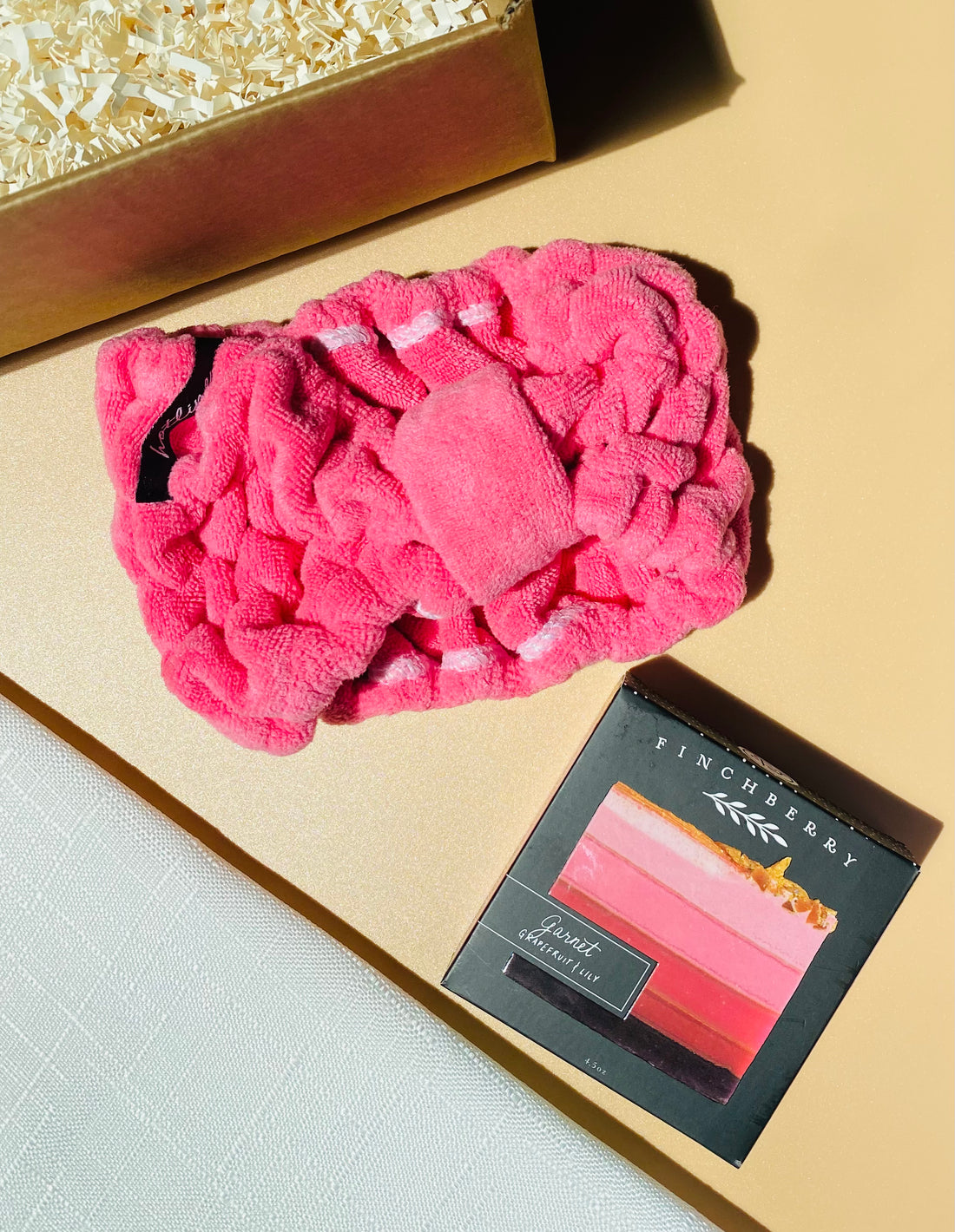 Hot pink Stella Spa Headband with plush microfiber for a cozy, spa-like feel, perfect for holding hair back during skincare routines