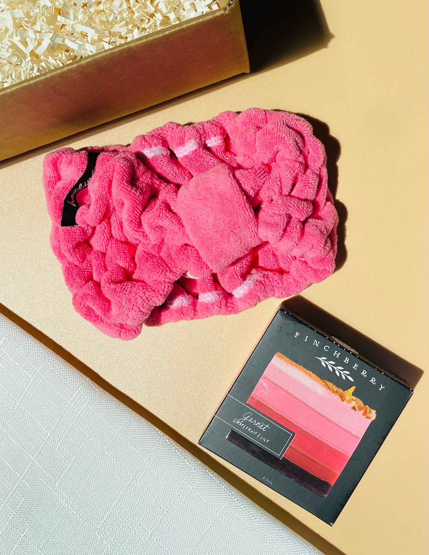 Hot pink Stella Spa Headband with plush microfiber for a cozy, spa-like feel, perfect for holding hair back during skincare routines