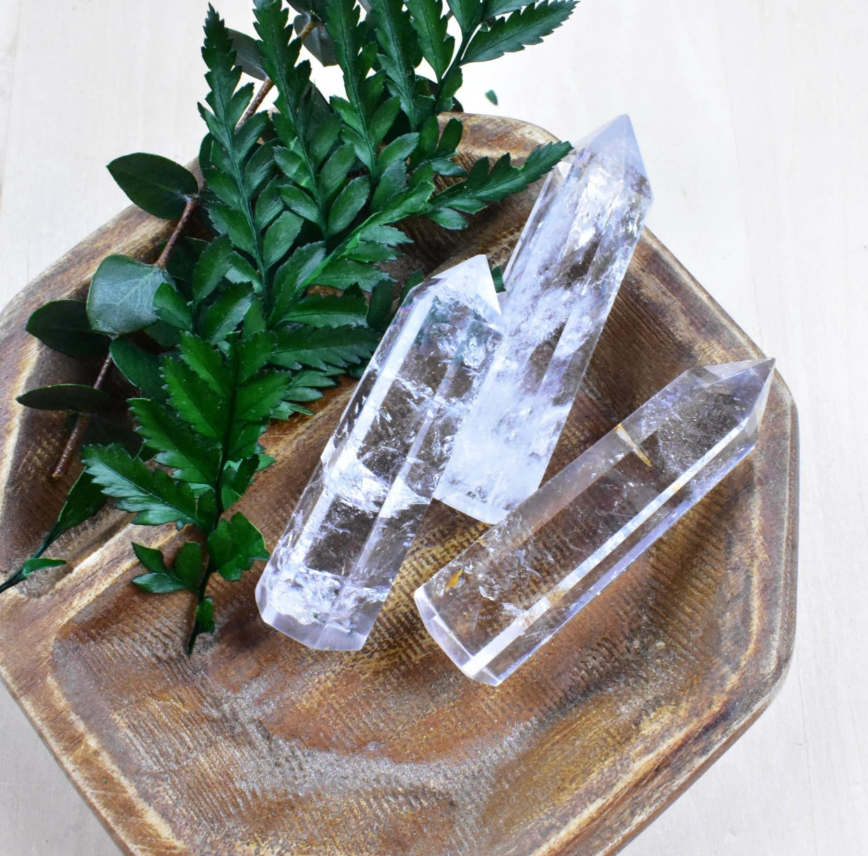 Clear Quartz Point, used for meditation to magnify manifestations, focus, and clarity, ideal for crystal collections