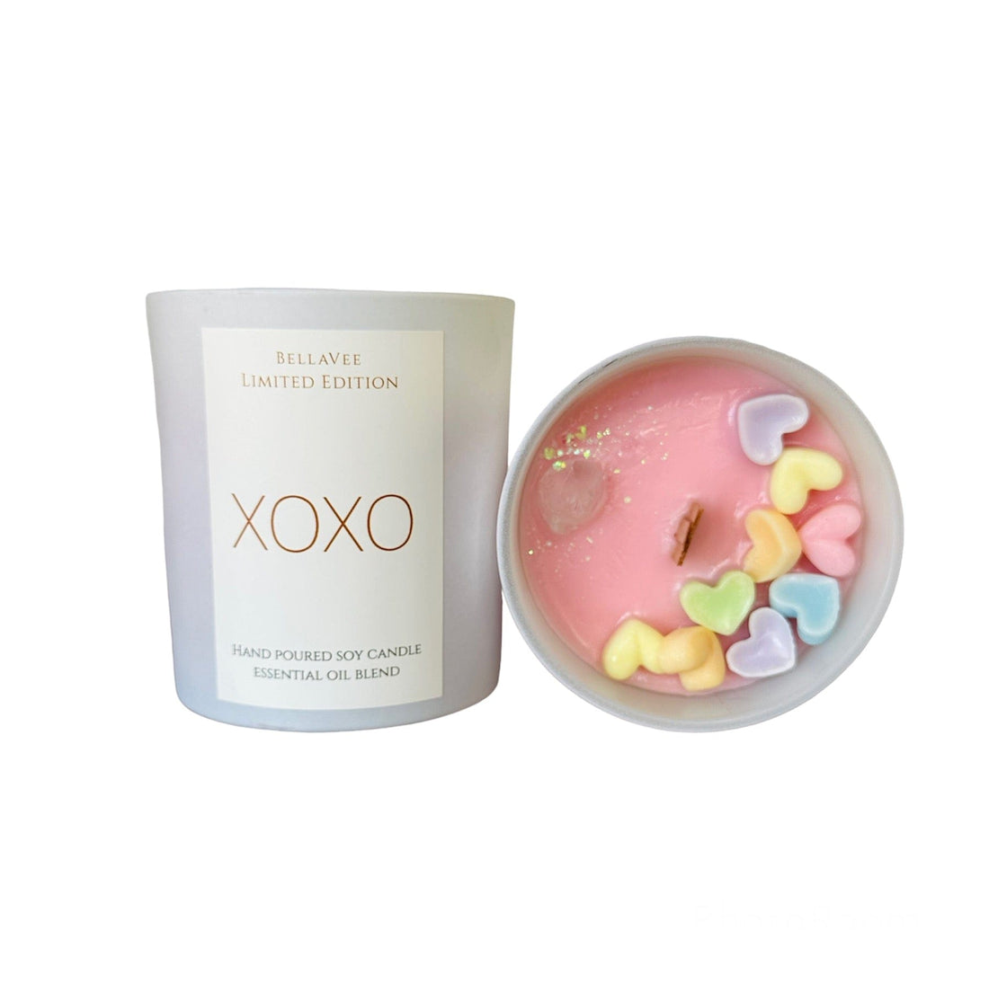 XOXO Crystal Candle – a limited edition Valentine’s Day treat with hints of calla lily, strawberry, and red currant